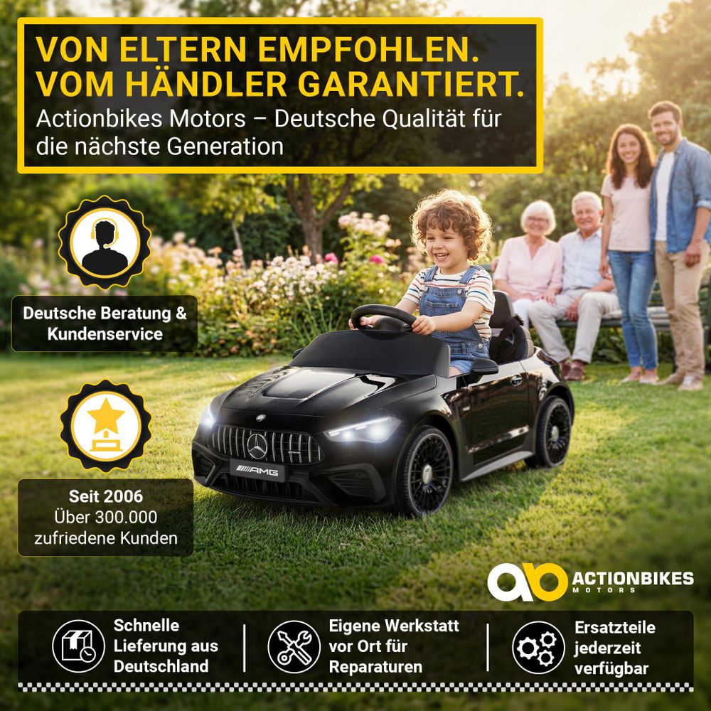Kinder Elektroauto elektrisch Mercedes AMG CLE 53 | Kinderauto - Kinderfahrzeug - Bremsautomatik - mit Fernbedienung - 3-5 km/h - ab 3 Jahre - Schwarz