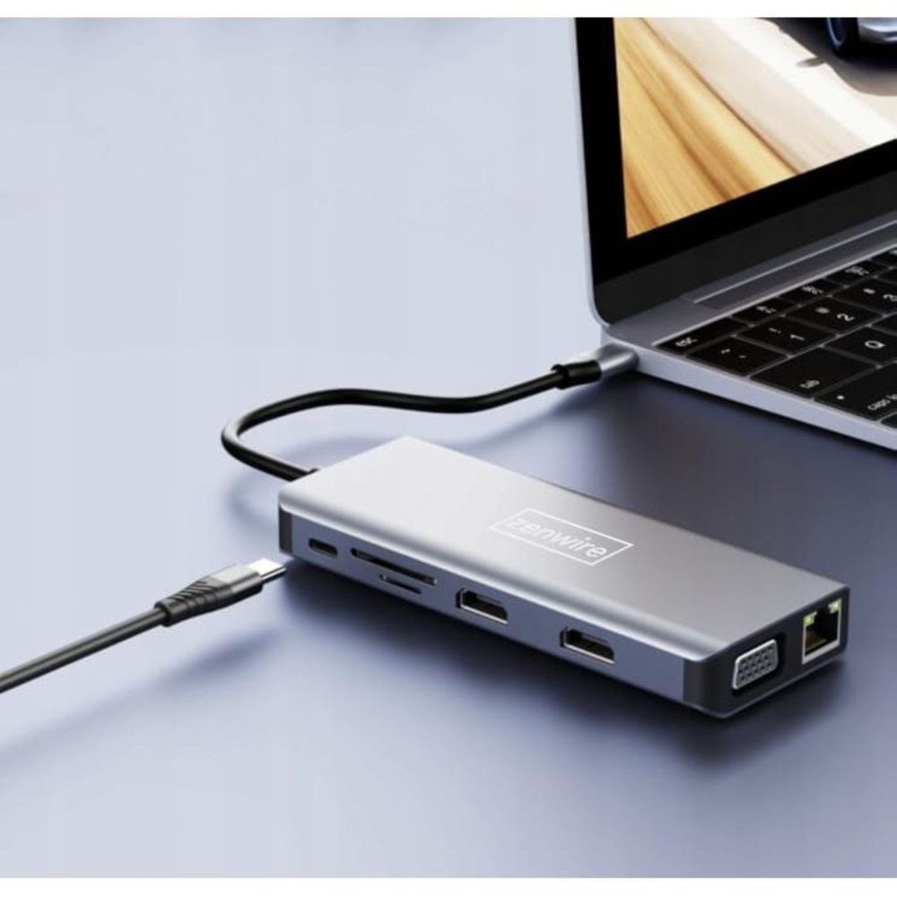 Adapter - 12-in-1 USB-C Hub - 2x HDMI - VGA - USB 3.0 - Gigabit Ethernet - SD - LAN - Audio - fur Windows