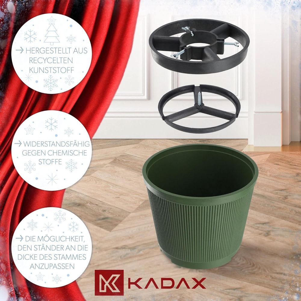 KADAX Weihnachtsbaumständer "Andel", Christbaumständer aus recycelten Kunststoff, Grün, Baumhöhe bis 250 cm