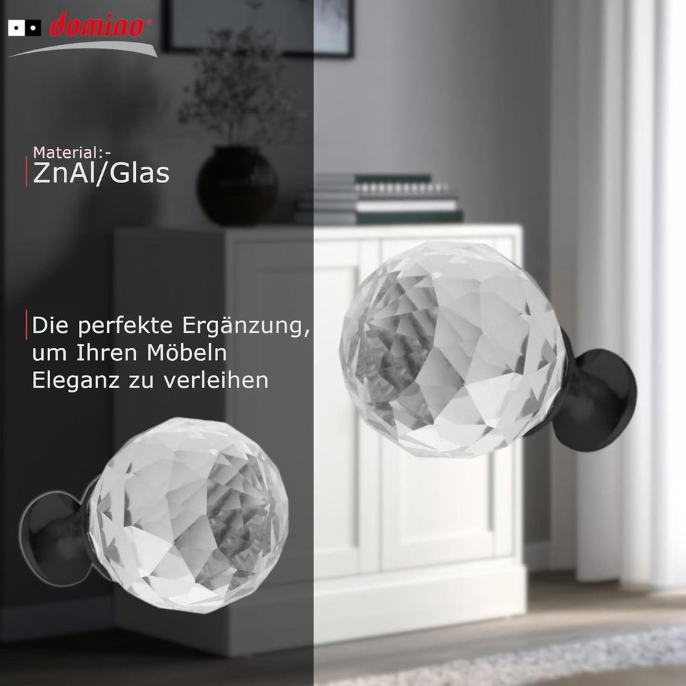 Domino Elegante Crystal Palace Möbelknopf 30mm in Gold & Weiß |Kristallknöpfe, Robustes Glas-Design |Möbelknöpfe | Glamouröser Stil | Perfekt für Schränke und Kommoden| 6 Stück
