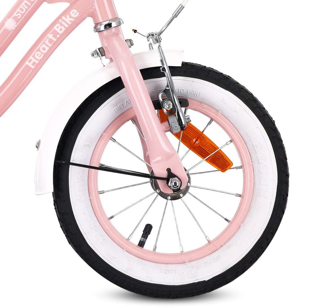Dettaglio della ruota anteriore con freno V-brake.
