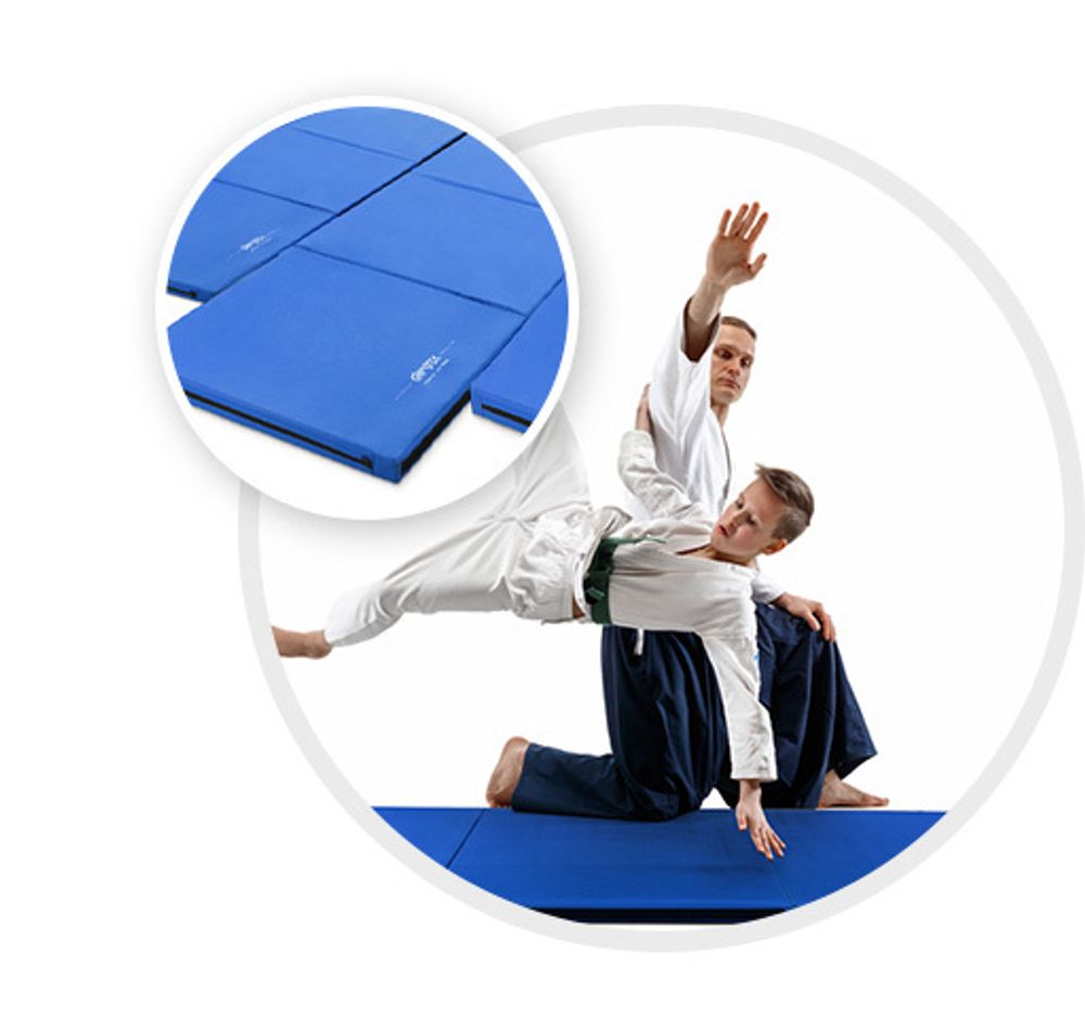 Gymtek® Klappbare Gymnastikmatte Sportmatte Kampfsportmatte Trainingsmatte - 180x60 cm - Gymnastik, Yoga, Judo, Karate, Fitness, Pilates, Kampfsport