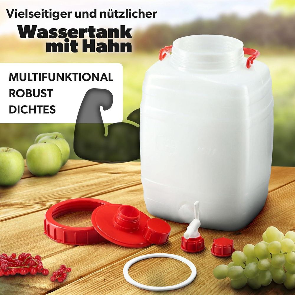 KADAX Wasserkanister "Asele", Trinkwasserkanister, Wassertank mit Hahn und Gummidichtung, Weiß, 10L