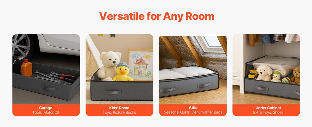VEVOR Unterbettkommode Unterbettaufbewahrungstasche 4 Stk. (996 x 500 x 180 mm)