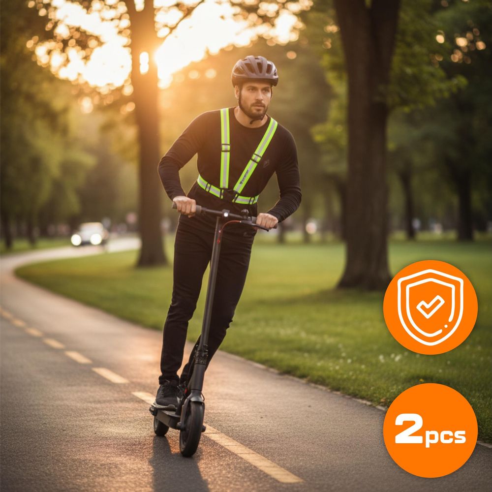 Reflektierende Weste Sicherheitsgeschirr verstellbar, Reflektor Hosenträger für Fahrrad Motorrad Laufen & Joggen, EVI SPORT ActiveStride Neongelb