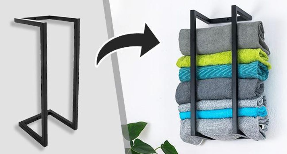 Moderner, schwarzer Handtuchhalter – freistehend oder als Wandregal