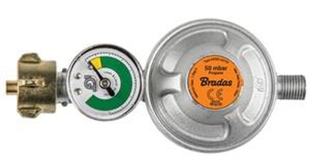 Gasdruckregler 50 mbar, Niederdruckregler Druckminderer - ideal für Gasgrills, Heizstrahler, Hockerkocher, Gaskocher, Lampen, uvm.