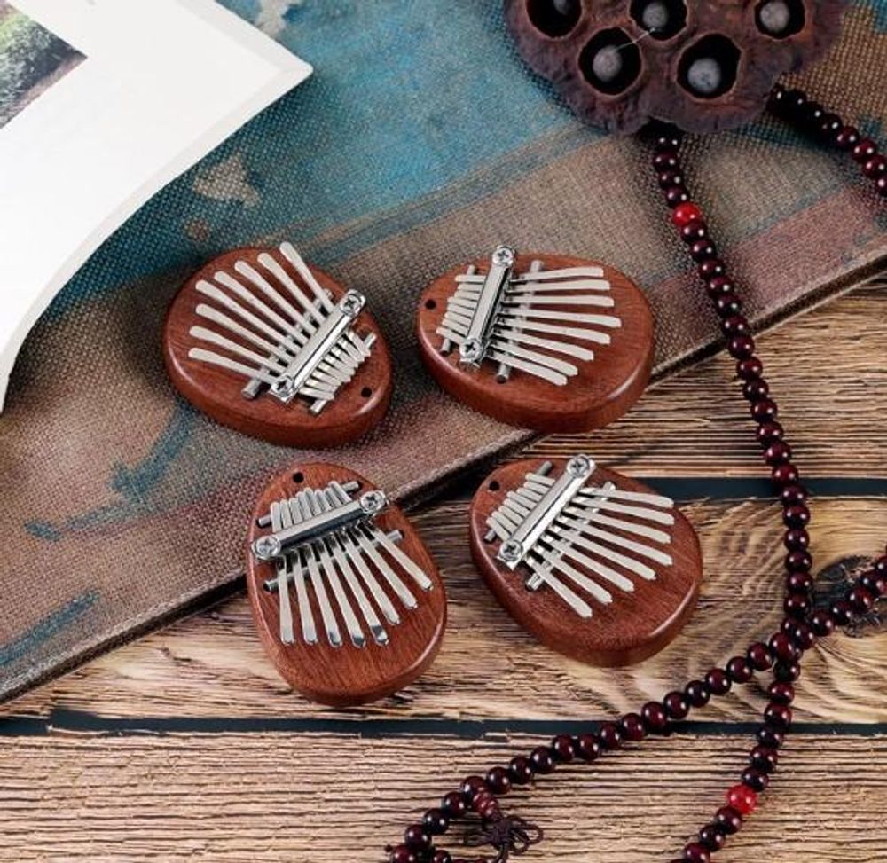 Mini Kalimba - 8 klawiszy - Drewno mahoniowe - Afrykańskie pianino kciukowe - z paskiem