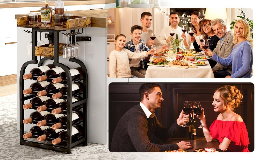Yorbay Weinregal Flaschenregal Vintage Design,Weinständer für Weinaufbewahrung und Dekoration ideal als Geschenk