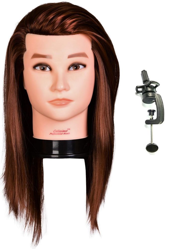 Tête à coiffer homme Anton brown 50cm - Tête d’apprentissage en cheveux synthétiques thermiques