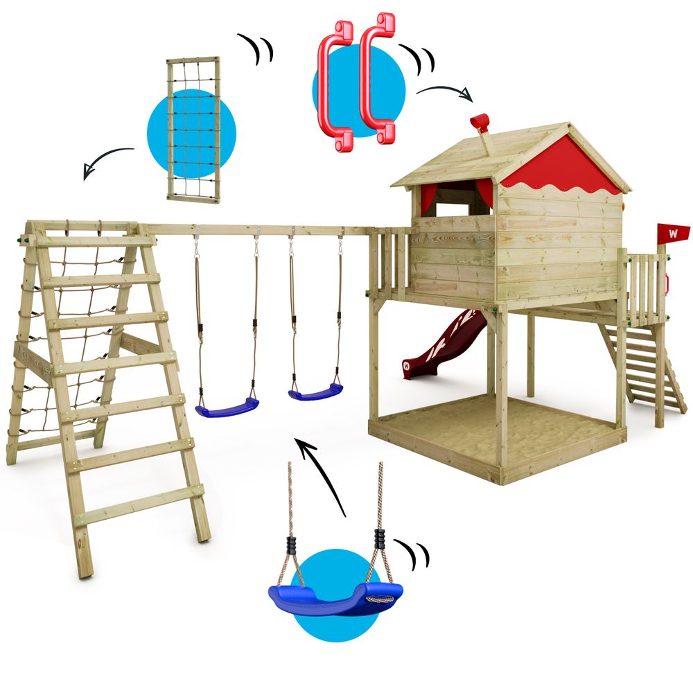 Stelzenhaus Wickey Smart Ocean mit Schaukel und XXL Sandkasten in Rot