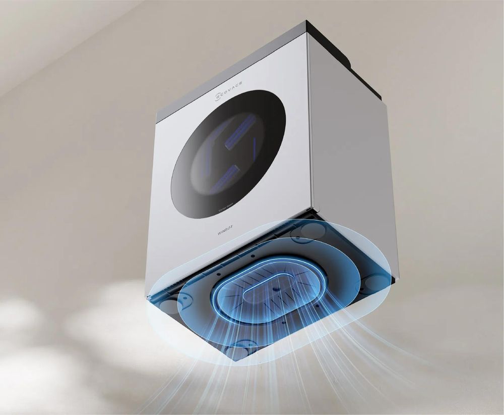 ECOVACS WINBOT W3 OMNI Fensterputzroboter mit Multifunktionsstation mit 2pcs Original Fensterreinigungsflüssigkeit, App-Steuerung