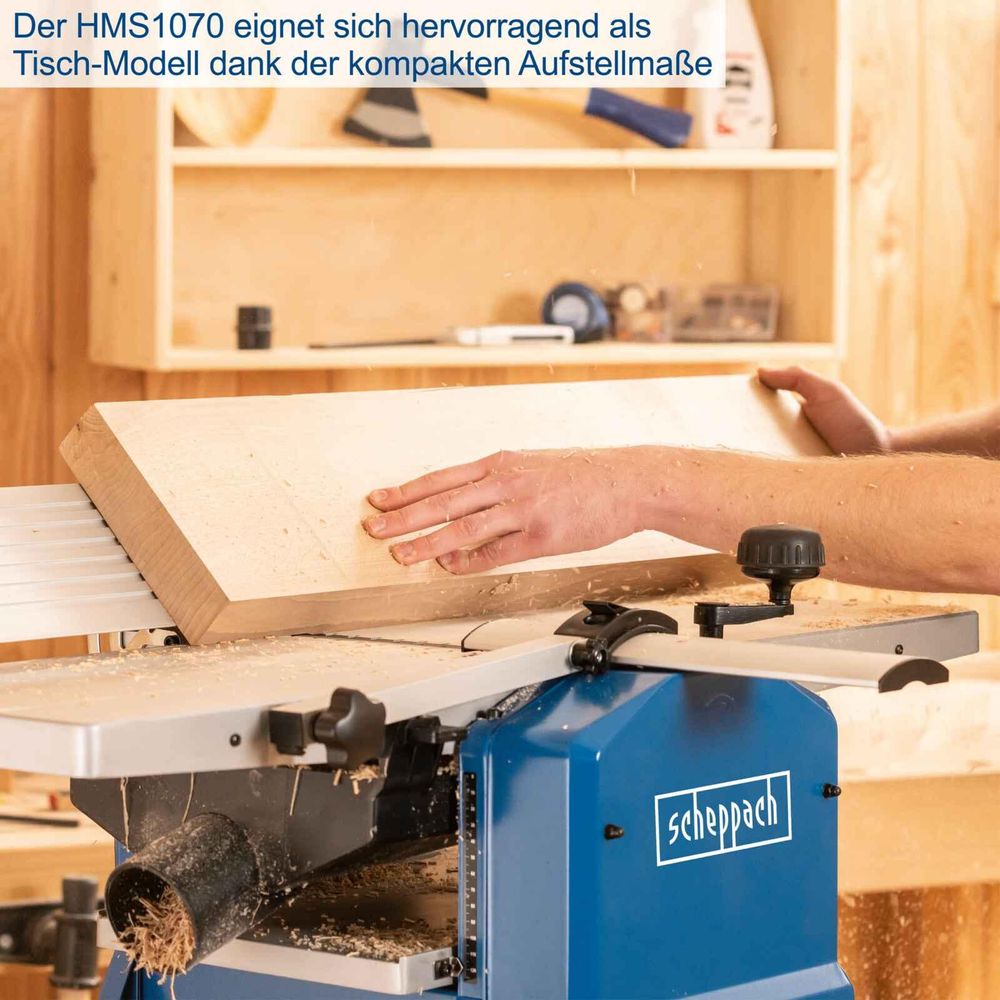 Das Bild zeigt den schwenkbaren Abrichttisch in einer Detailaufnahme.