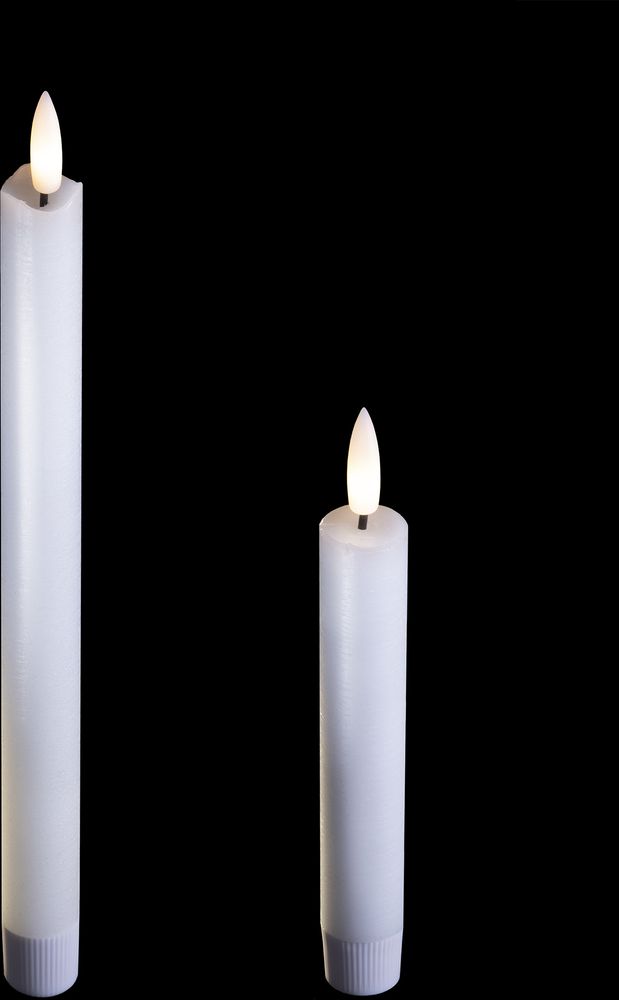 4x Stabkerze LED bewegliche Flamme Wachs - Echtwachs Weiß - Indoor - 12,5cm Höhe für 2,2cm Durchmesser / 2 AAA Batterien notwendig - Stabkerze LED für Adventskranz