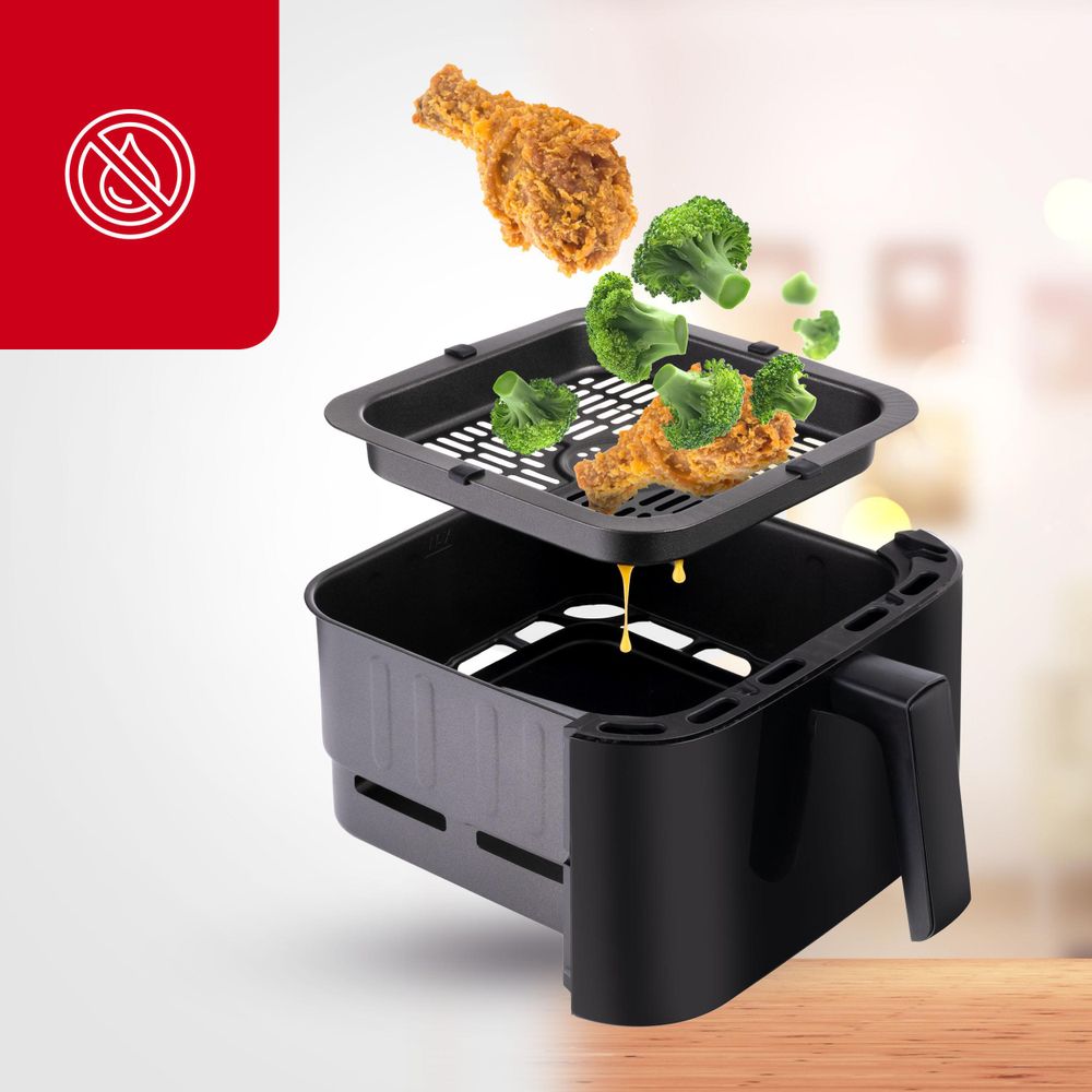 Frytkownica beztłuszczowa frytownica Airfryer LEHMANN TONALI z górnym okienkiem podglądu 6,5L, 1700W, panel z wyświetlaczem LED