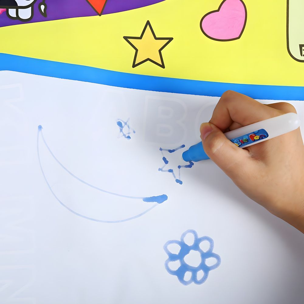 Alfombra para Pintar con Agua, Pizarra Mágica Reutilizable 110x70 cm – Juguete Educativo de Aprendizaje Temprano para Niños de 2 a 6 Años, Regalo sin Tinta ni Mancha con 4 Bolígrafos y