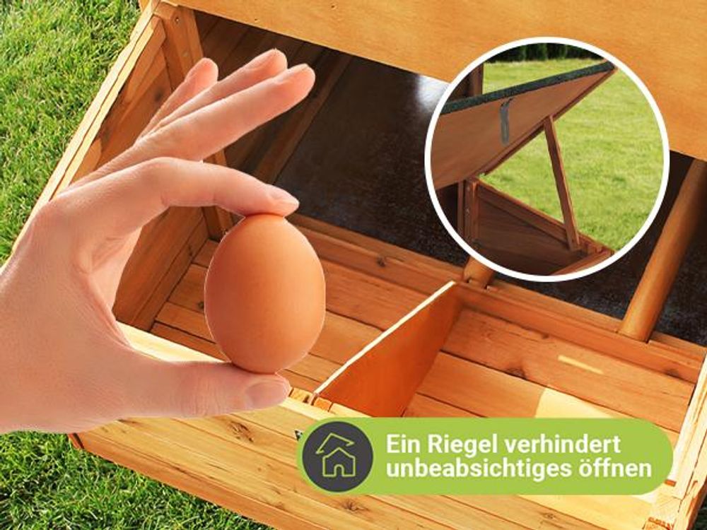 MyAnimal Hühnerstall MH-04 | Für 3-4 Hühner - Hühnerhaus - Nistkasten - Eiablage - Freilaufgehege - Wasserabweisendes Dach - Kleintierstall (Braun)