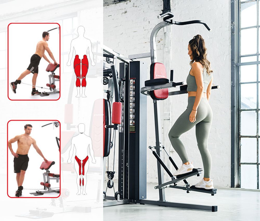 Sportstech Kraftstation HGX200 | 45 Übungen | Dip Station | EVA-Polster