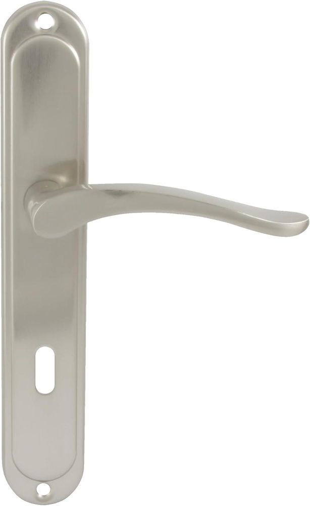 DOMINO Türgriff 72 Drückergarnitur BB-Buntbart Set | Langschildgarnitur | Türklinke für Zimmertür, Bürotür, Kellertür & Innentür | L-Form | Türbeschläge aus Aluminiuml | Nickel Türdrückergarnitur | BALLEN M9