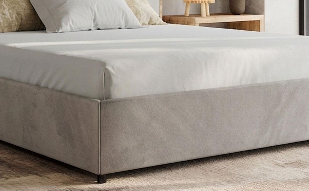 MKS MEBLE Polsterbett LERIO CLASSIC 200x200 cm mit Bettkasten & Stauraum, inkl. Lattenrost, Gasdruckfeder Metall-Lift, Doppelbett wahlweise mit Matratze - Beige Velvet