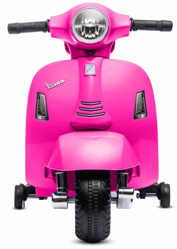 Vespa Mini von vorne, LED-Licht und Stützräder gut sichtbar
