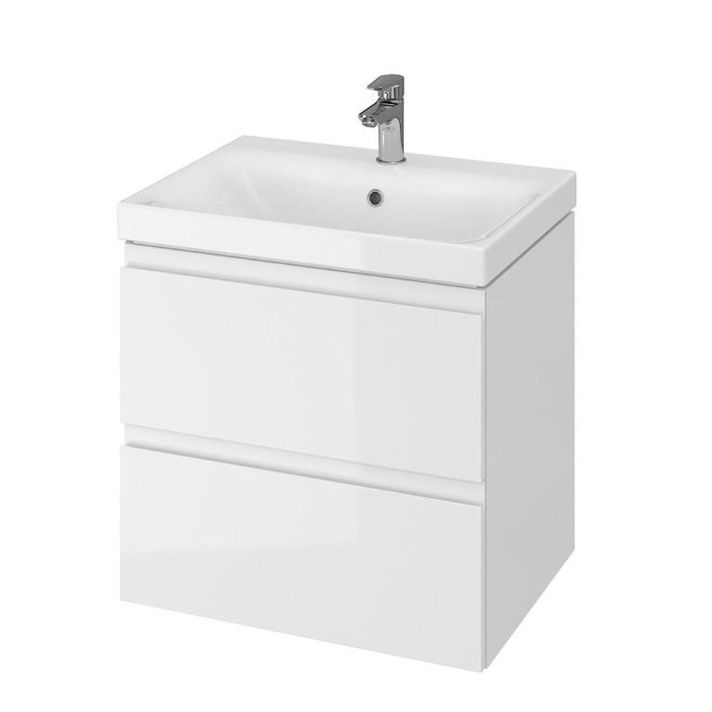 AQUA for you | Badmöbelset - Cersanit Moduo 60 - Waschtisch mit Unterschrank - 60x45 cm - Softclose - Weiß - mit Waschbecken Badset Badezimmerschränke