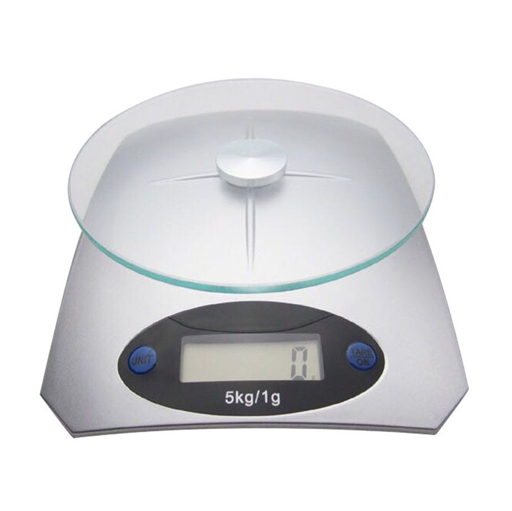Küchenwaage Digital bis 5kg mit LCD Display Elektronische Waage Feinwaage Digitalwaage Präzision Briefwaage Haushaltswaage Tara Silber Glas Retoo