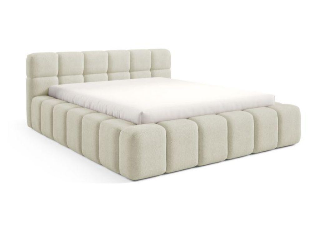 Dekori Polsterbett 180x200 NUBO PREMIUM Wolkenbett mit Bettkasten, Boucle Bett – Creme (Quelle 02)