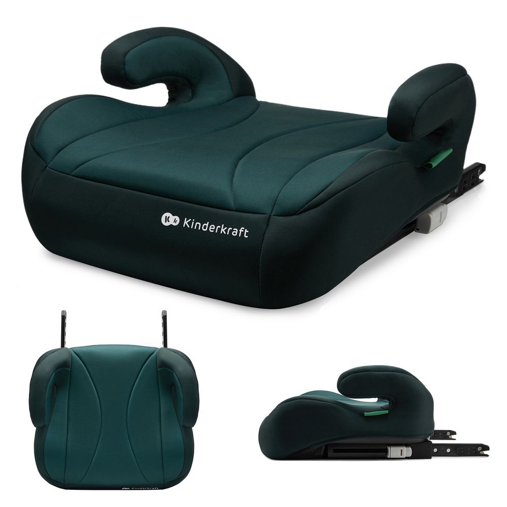 Kinderkraft I-BOOST i-Size - Sitzerhöhung 135-150 cm - R129 Norm - ISOFIX - Ergonomisch - Weicher Schaumstoff - Abnehmbarer Bezug - Grün