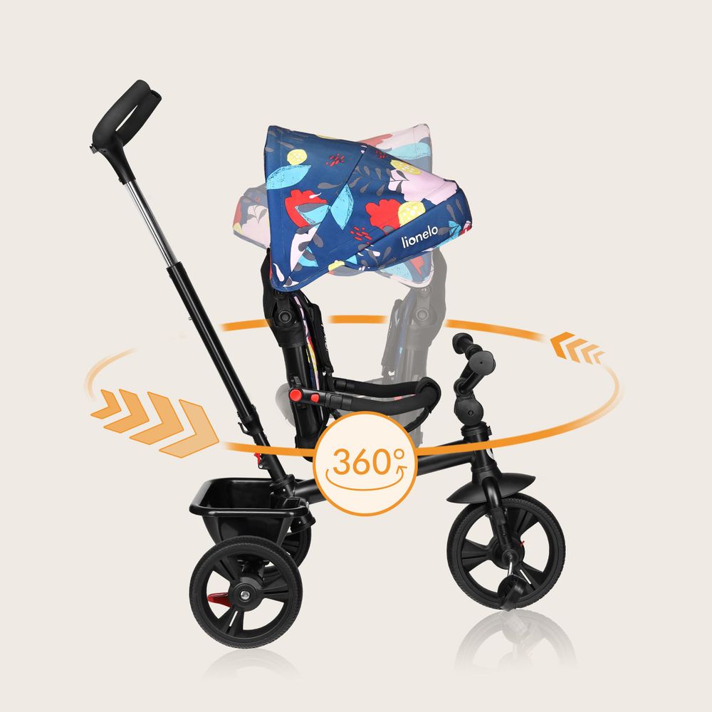 Lionelo Haari Dreirad Kinderdreirad Kinder Lenkstange Fahrrad Baby Kinderwagen Dunkelblau