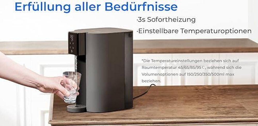 Waterdrop CoreRO Auftisch Umkehrosmose-System, Sofortiger-heiß Wasserspender, 5 Temperaturoptionen, 6-stufige Filtration, 3:1 Pure to Drain, WD-C1H