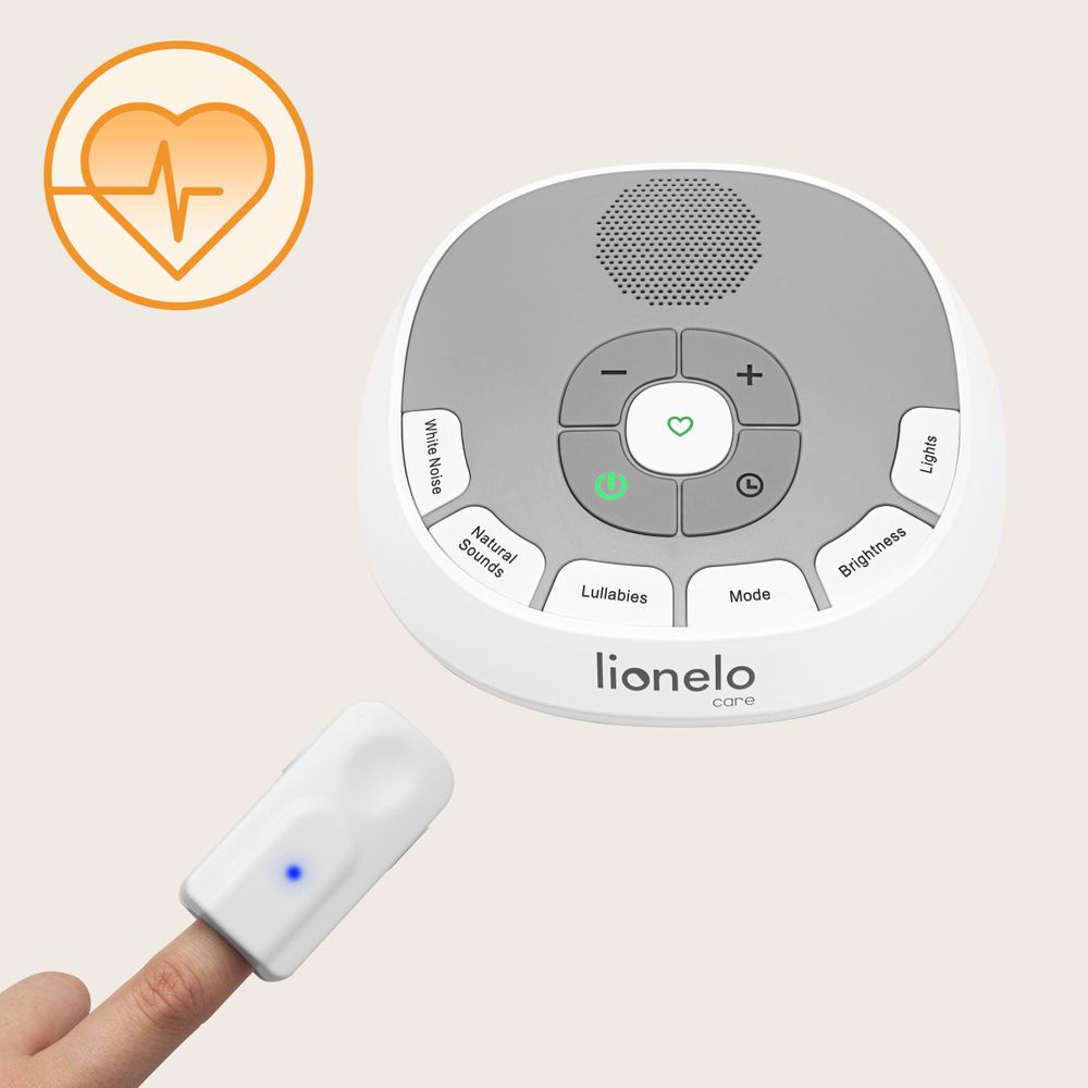 Lionelo Tragbare Baby-Einschlafhilfe BabyNap  2-in-1 Nachtlicht mit 11 Lichtfarben, 20 Töne, Schlaflieder, Geräusche, Timer