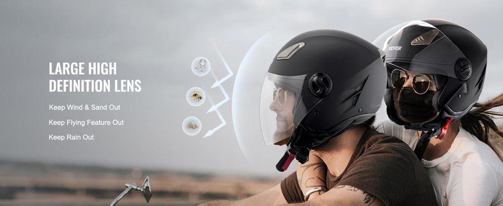 VEVOR Motorradhelm 3/4 Gesicht Größe M, ABS-Helm mit Bluetooth-Kommunikation und austauschbaren Gläsern, DOT-, für Jugendliche und Erwachsene