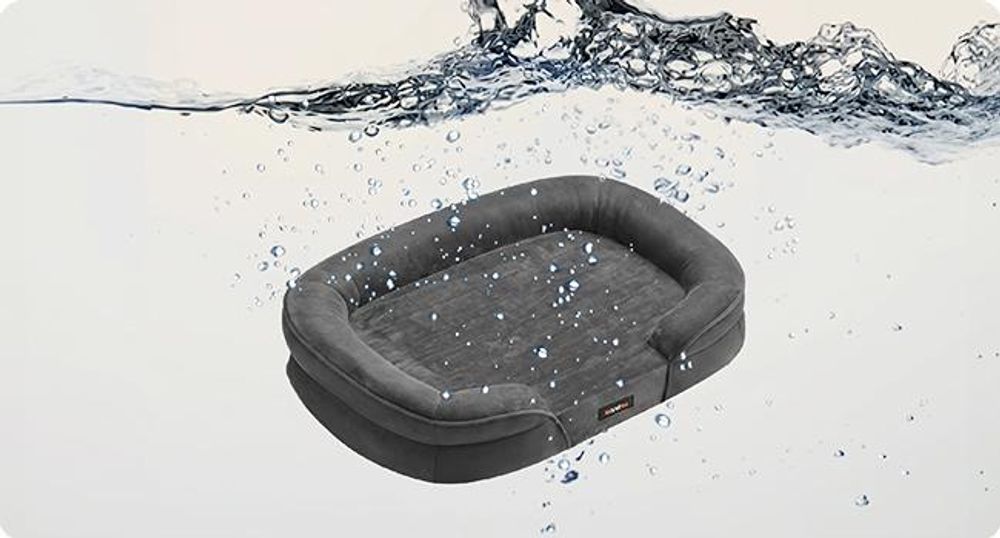 FEANDREA Hundebett, Hundekissen, wasserdichte Innenschicht, erhöhte Ränder, abnehmbarer, waschbarer Bezug, Grau