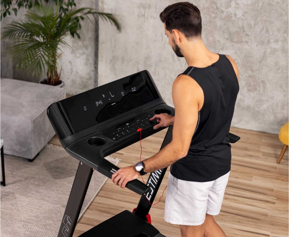 Hop-Sport Laufband elektrisch HS-3200LB Estima - Laufband bis 150 kg - Laufband klappbar mit LCD-Display, App-Steuerung, 15 Programmen, bis 20km/h