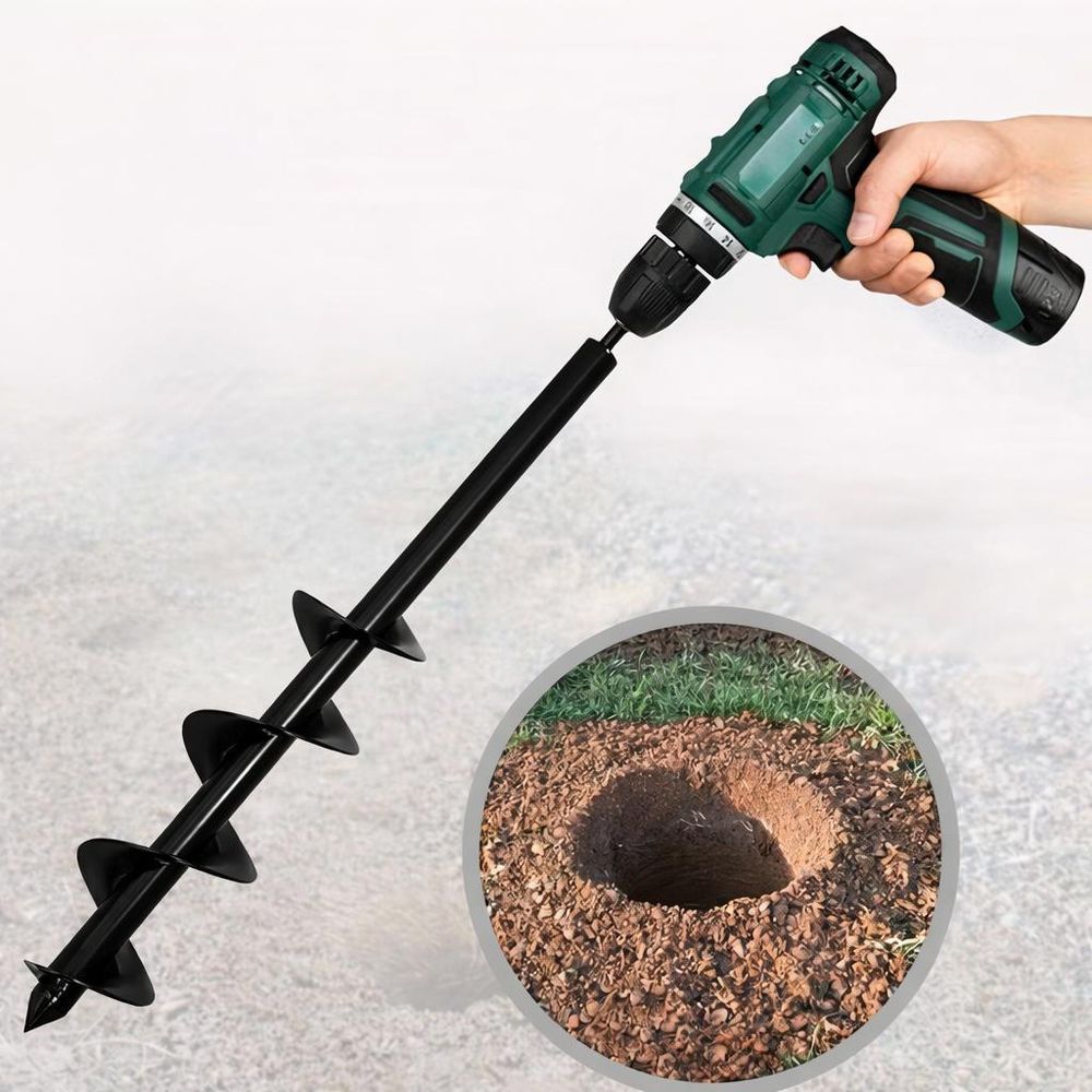 LUXTOM | Gartenbohrer, 10x60cm, für Bohrmaschine, Grabungswerkzeug, Garten Erdbohrer