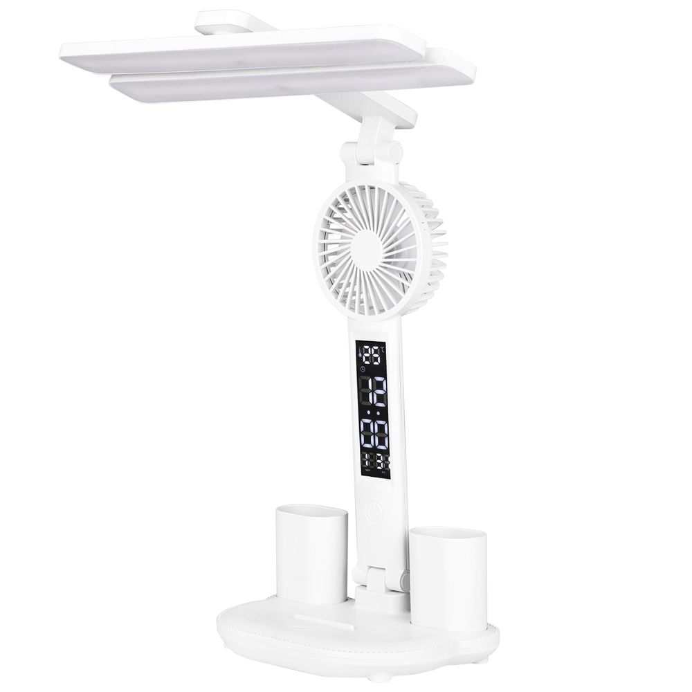 Schreibtischlampe mit einstellbarer Helligkeit, energiesparend, weiß, multifunktional.