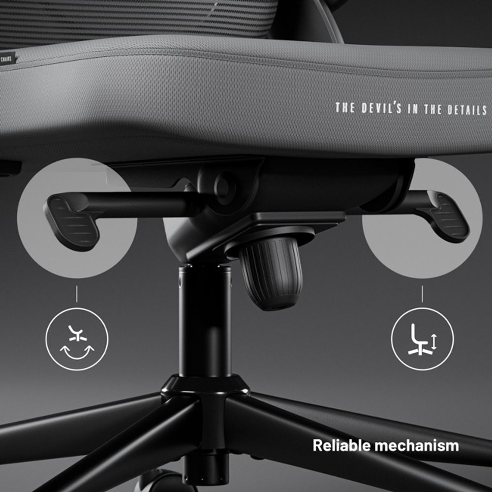 Diablo V-Light Bürostuhl Ergonomisch Schreibtischstuhl 3D Armlehnen Integrierte Lendenwirbelstütze Belastbar bis 110 kg Grau