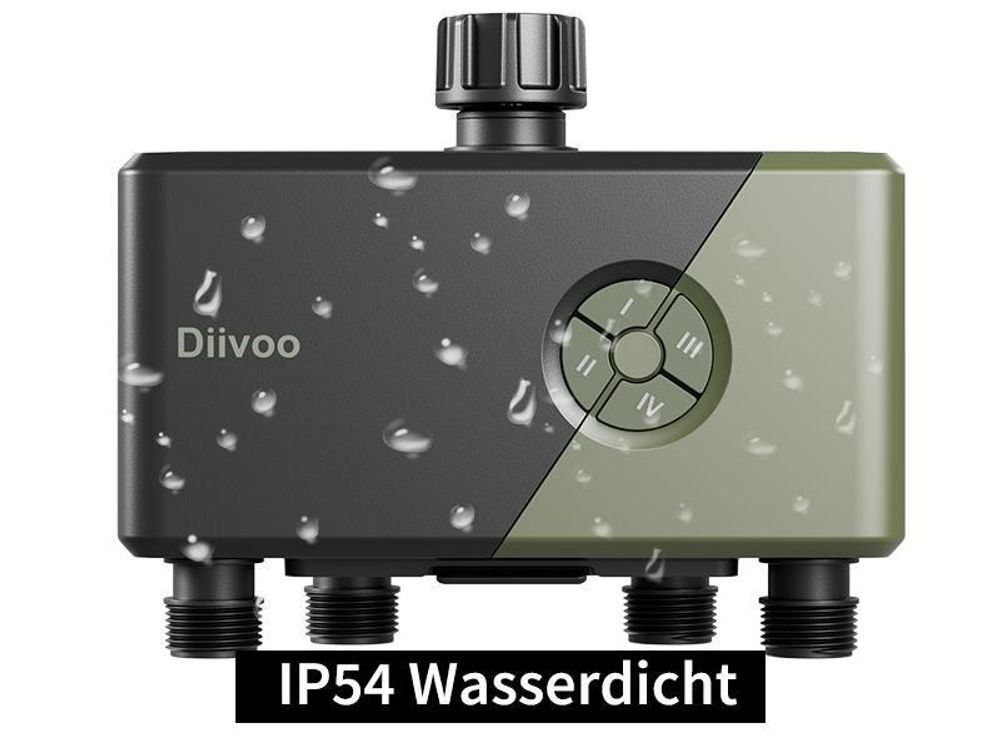 Diivoo Bewässerungscomputer WLAN 4 Ausgänge Automatische Bewässerungsuhr mit WiFi Hub für Garten Rasen