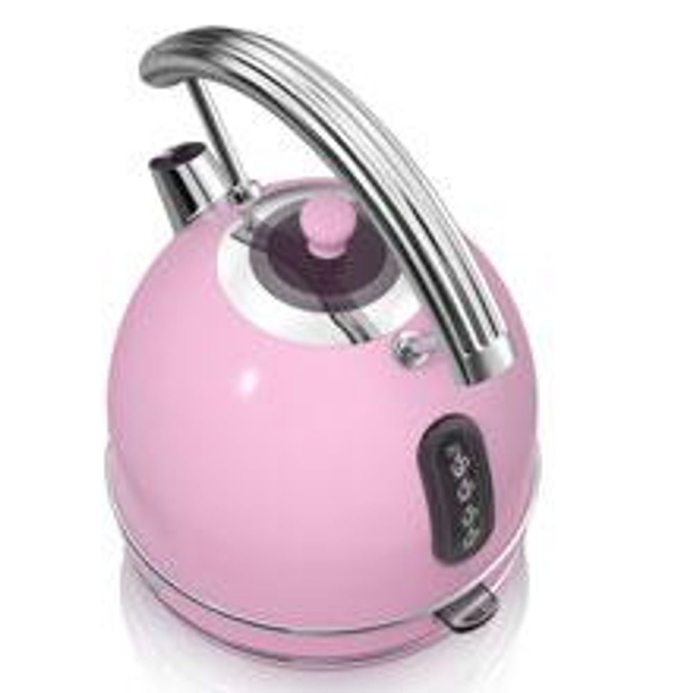SWAN SK14630PNEU Retro Elektrisch Wasserkocher 1,8L Vintage Abschaltautomatik Kabellos, Edelstahl Rosa
