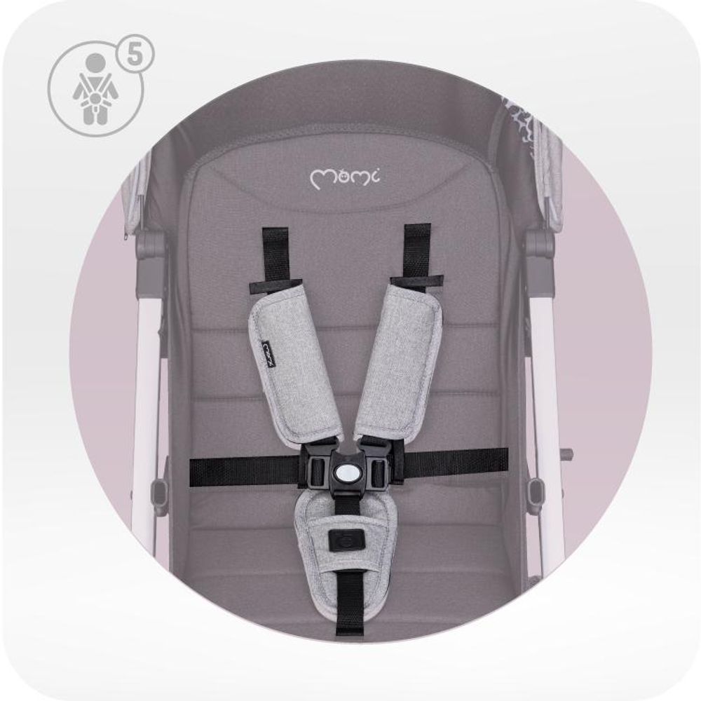 MoMi ESTELLE PLUS LIGHT Kinderwagen Buggy bis zu 22 kg - Leicht, Große Räder Koffer - Grau
