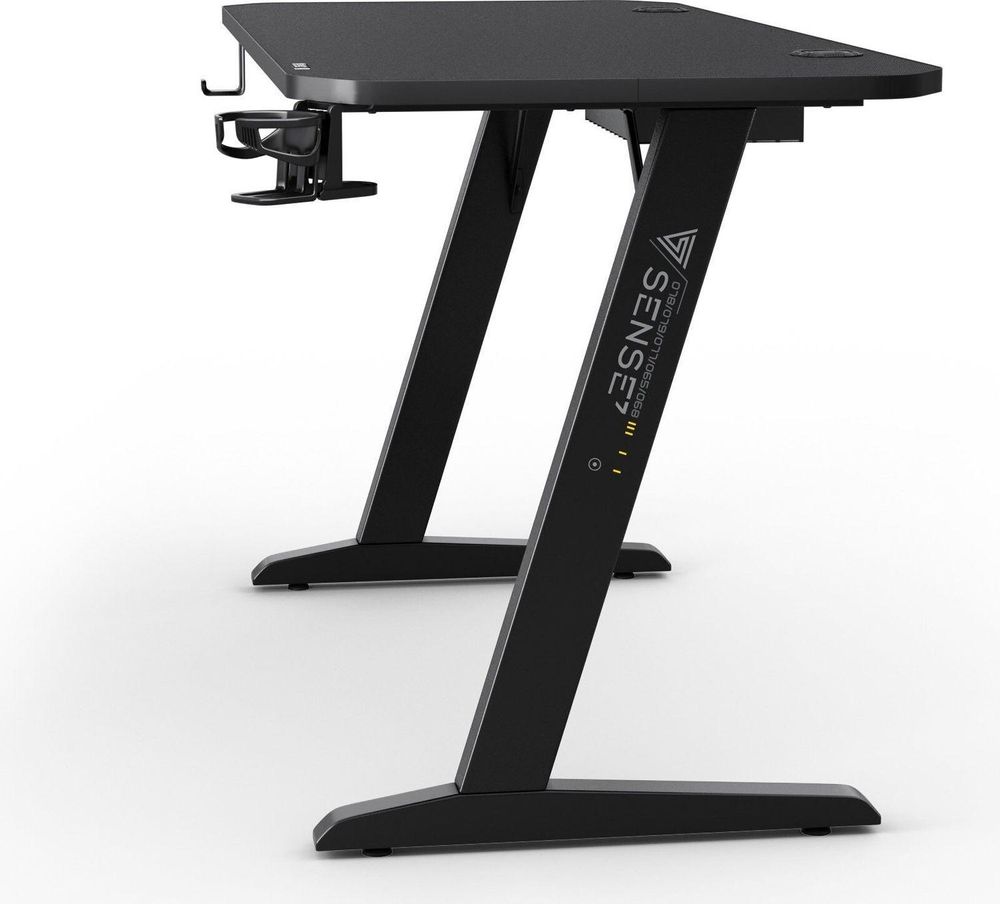 SENSE7 Nomad Cybernetic Gaming – biurko 140 x 60 cm XXL – podkładka pod mysz, biurko komputerowe, biurko dla graczy, organizacja kabli, uchwyt na zestaw słuchawkowy