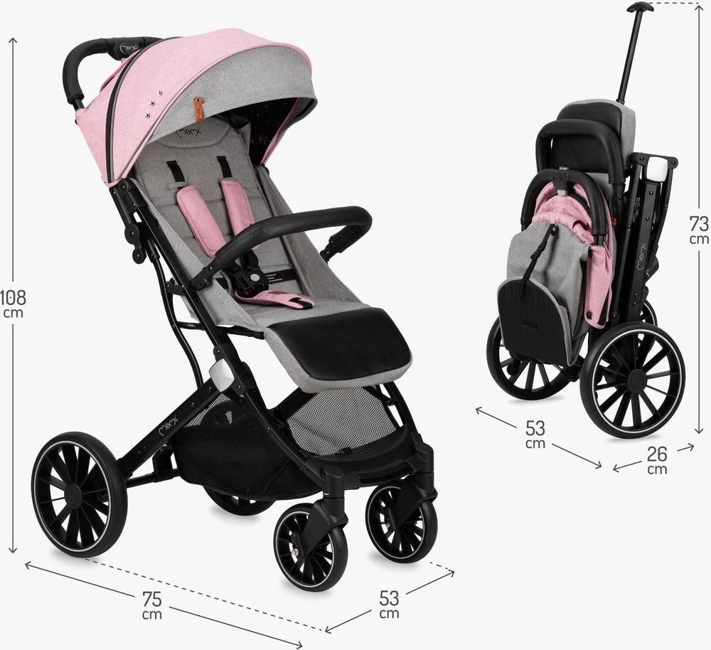 MoMi ESTELLE DAKAR Buggy Kinderwagen bis zu 22 kg - Leicht, Moskitonetz, Schlafsack und Regenschutz - Rosa