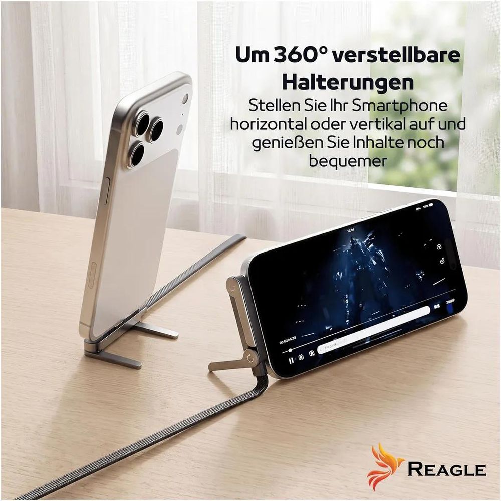 Reagle RUC150POD – faltbarer 360-Grad-Smartphone-Ständer im USB-C-Kabel