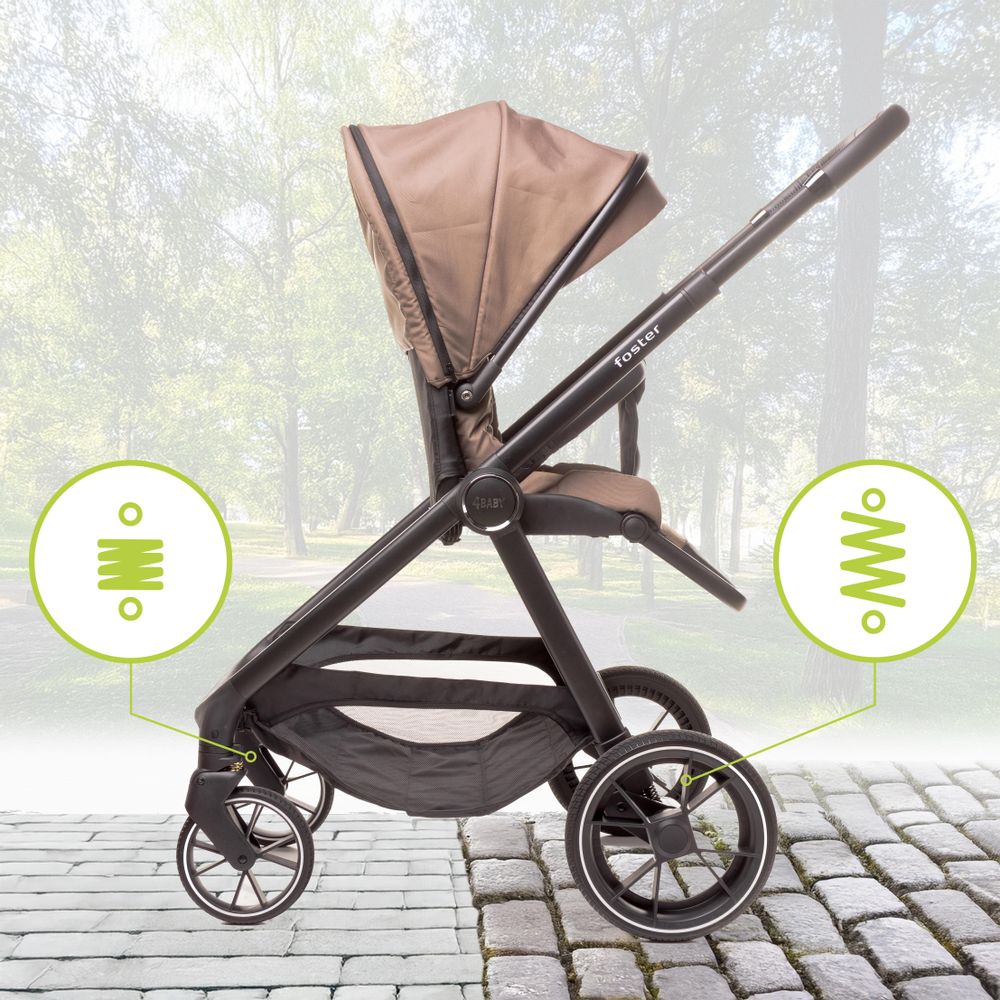 4Baby | Kinderwagen - Buggy Kinderwagen - Mokka - drehbarer Sitz - leichtem Alurahmen - Braun - leicht - mit Einhand-Faltung - bis 22 kg - Foster