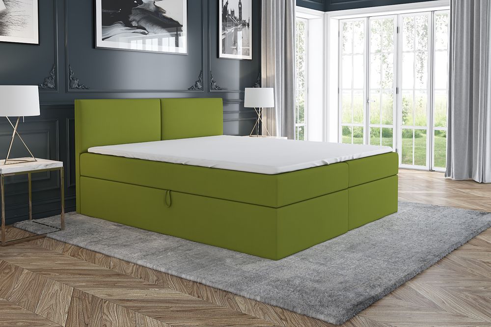 Boxspringbett NOX 160x200 mit 2 Bettkästen, Bonell-Matratze und Topper. Möbel vom Hersteller- Handarbeit! Bett Komplett-Set mit Matratze, Bettkasten & Kopfteil. Modern und robust.