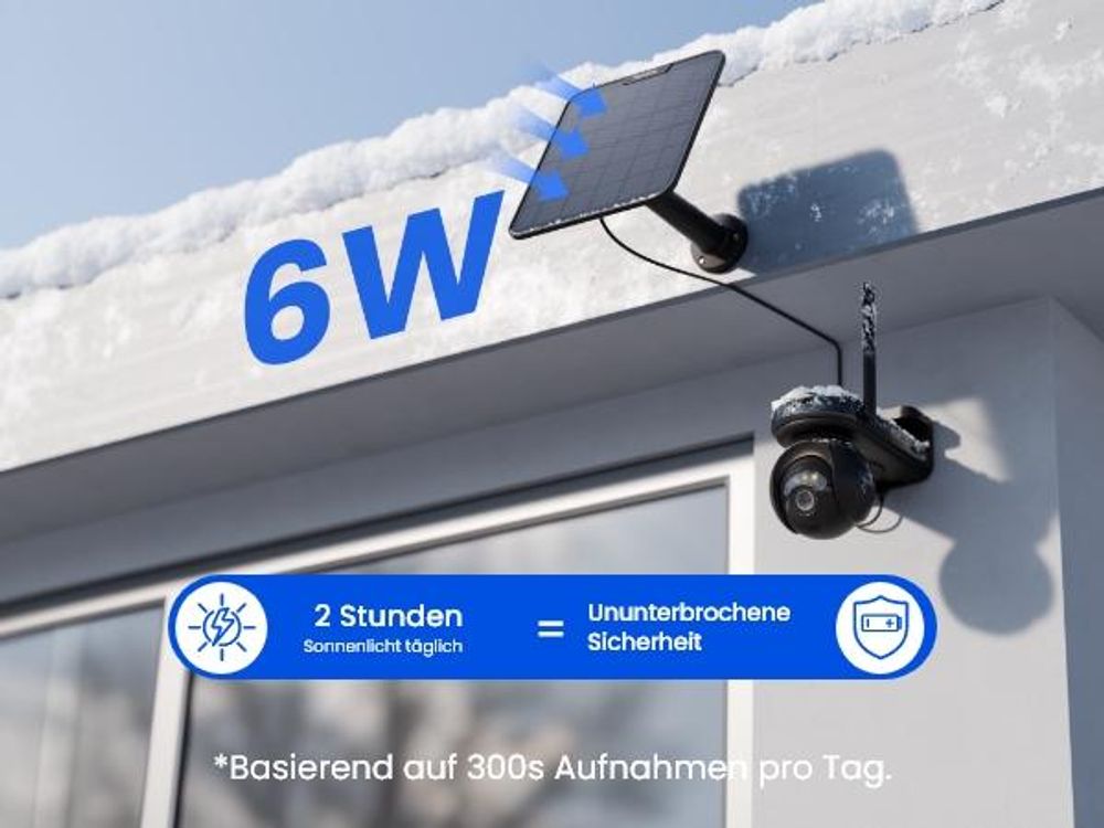 Reolink Altas PT Ultra+Solarpanel, 4K 8MP WiFi 6 Akku Überwachungskamera, 360° PT Auto-Tracking, ColorX Nachricht, 10s Voraufzeichnung, Schwarz