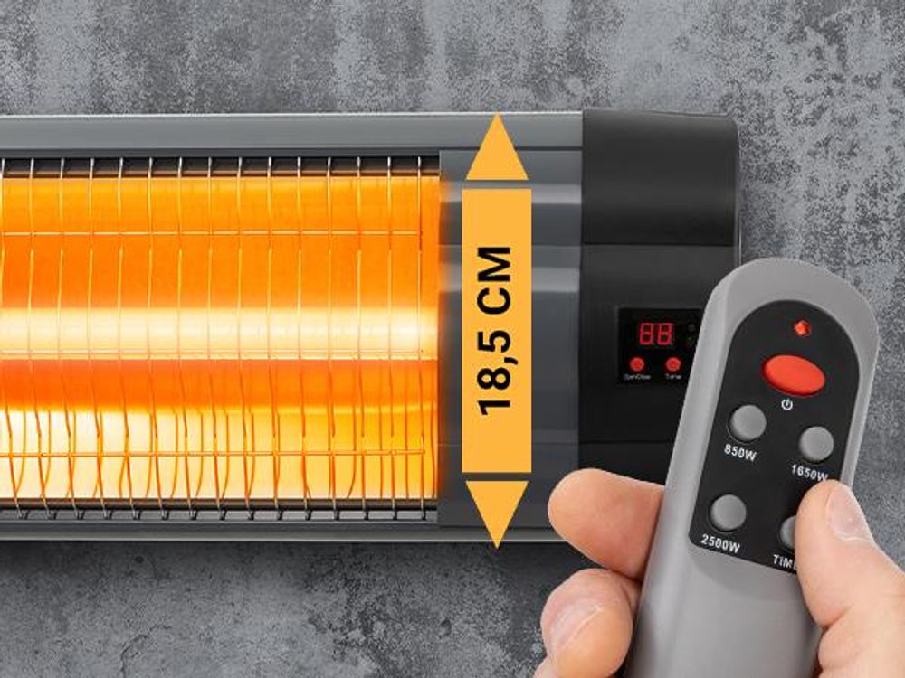 Heidenfeld Infrarot-Heizstrahler IH100 | Standheizung - Terrassen Heizung - Heizung Elektrisch - 3 Stufen - Stativ Höhenverstellbar - Fernbedienung