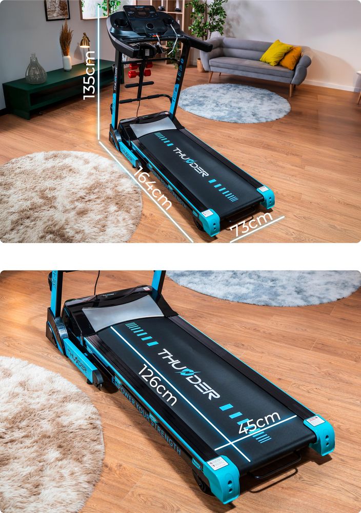 Tapis roulant Thunder REACT-DS-BLACK 126x45cm 18km/h FitShow pieghevole LCD