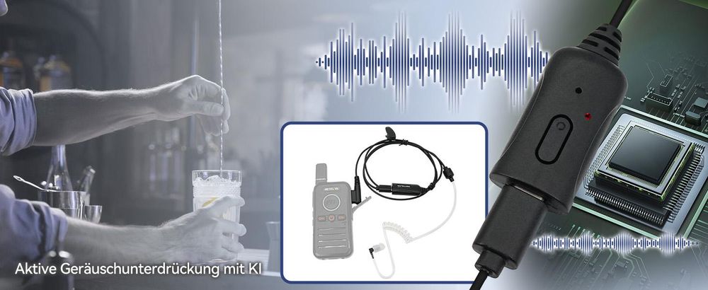 Retevis Aktive Geräuschunterdrückung Walkie-Talkie-Headset, 2-poliges Sicherheits-Headset, Schallschlauch Funkgerät Ohrhörer mit PTT